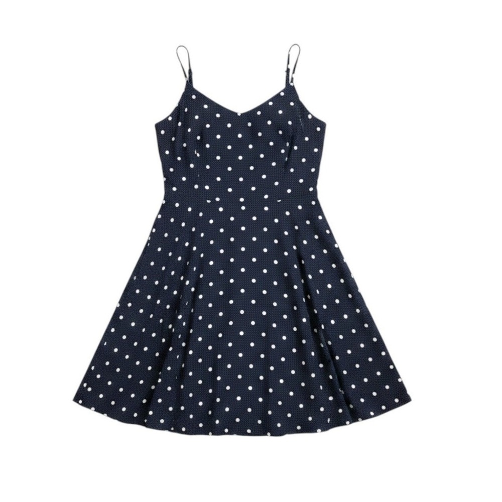 Old Navy Polka Dot Dress Womens Navy Blue Fit & Flare Sun Dress Size M - Picture 1 of 11